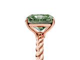 Rose gold Fancy Green Radiant  Solitaire Twist Band Ring with Four-Prong Setting_73