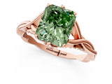 Rose gold Fancy Green Radiant  Solitaire Twist Band Six-Prong Setting 1