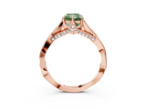 Rose gold Fancy Green Radiant  Solitaire Twist Band Six-Prong Setting 3