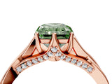Rose gold Fancy Green Radiant  Solitaire Twist Band Six-Prong Setting 4