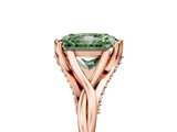 Rose gold Fancy Green Radiant  Solitaire Twist Band Six-Prong Setting 5