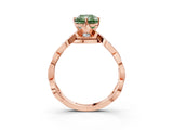 Rose gold Fancy Green Radiant  Solitaire Twist Band with Leaf Prong Setting 5