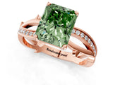 Rose gold Fancy Green Radiant  Solitaire Twist Band with Pavé Accents and Four-Prong Setting_26