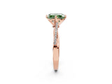 Rose gold Fancy Green Radiant  Solitaire Twist Band with Pavé Diamonds and Four-Prong Setting_55