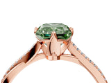 Rose gold Fancy Green Radiant  Solitaire Twist Band with Pavé Diamonds and Four-Prong Setting_57