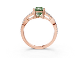 Rose gold Fancy Green Radiant  Solitaire Twist Band with Pavé Setting and Four-Prong Setting_50