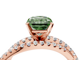 Rose gold Fancy Green Radiant  Solitaire Twist Band with Pavé Setting and Four-Prong Setting_97