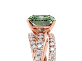 Rose gold Fancy Green Radiant  Solitaire Twist Band with Pavé Setting and Four-Prong Setting_98