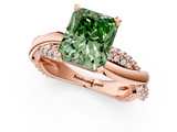 Rose gold Fancy Green Radiant  Solitaire Twist Band with Pave Prong Setting_61