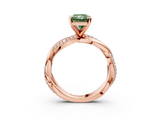 Rose gold Fancy Green Radiant  Solitaire Twist Band with Pave Prong Setting_63