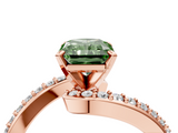 Rose gold Fancy Green Radiant  Solitaire Twist Band with Pave Set Diamonds and Four-Prong Setting_136