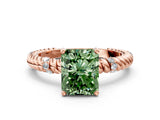 Rose gold Fancy Green Radiant  Solitaire Twisted Band Prong Set Engagement Ring_62