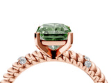 Rose gold Fancy Green Radiant  Solitaire Twisted Band Prong Set Engagement Ring_66