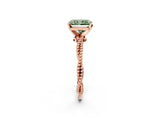 Rose gold Fancy Green Radiant  Solitaire Twisted Band with Bead Prong Setting_392