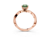 Rose gold Fancy Green Radiant  Solitaire Twisted Band with Bead Prong Setting_393