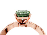Rose gold Fancy Green Radiant  Solitaire Twisted Band with Bead Prong Setting_394
