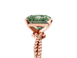 Rose gold Fancy Green Radiant  Solitaire Twisted Band with Bead Prong Setting_395