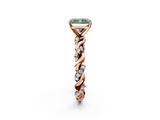 Rose gold Fancy Green Radiant  Solitaire Twisted Band with Pavé Accents and Four-Prong Setting_5