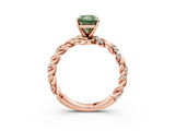 Rose gold Fancy Green Radiant  Solitaire Twisted Band with Pavé Accents and Four-Prong Setting_6