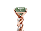 Rose gold Fancy Green Radiant  Solitaire Twisted Band with Pavé Accents and Four-Prong Setting_8