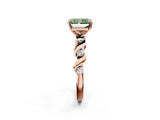Rose gold Fancy Green Radiant  Solitaire Twisted Band with Prong Setting 3