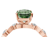 Rose gold Fancy Green Radiant  Solitaire Twisted Band with Prong Setting 5