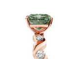 Rose gold Fancy Green Radiant  Solitaire Twisted Band with Prong Setting