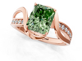 Rose gold Fancy Green Radiant  Solitaire Twisted Band with Prong Setting_4