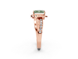 Rose gold Fancy Green Radiant  Solitaire Twisted Band with Prong Setting_5