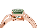 Rose gold Fancy Green Radiant  Solitaire Twisted Band with Prong Setting_7