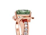 Rose gold Fancy Green Radiant  Solitaire Twisted Band with Prong Setting_8