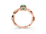 Rose gold Fancy Green Radiant  Solitaire Twisted Pave Diamond Ring with Four-Prong Setting_107