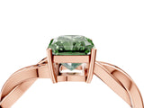 Rose gold Fancy Green Radiant  Solitaire Twisted Pave Diamond Ring with Four-Prong Setting_108
