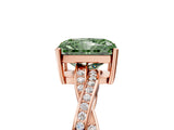 Rose gold Fancy Green Radiant  Solitaire Twisted Pave Diamond Ring with Four-Prong Setting_17