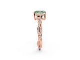 Rose gold Fancy Green Radiant  Solitaire Twisted Pave Diamond Ring with Four-Prong Setting_27