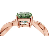 Rose gold Fancy Green Radiant  Solitaire Twisted Pave Diamond Ring with Four-Prong Setting_29
