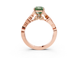 Rose gold Fancy Green Radiant  Solitaire Vine Band with Milgrain Prong Setting_6