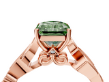 Rose gold Fancy Green Radiant  Solitaire Vine Band with Milgrain Prong Setting_7