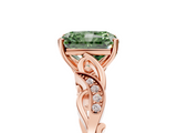 Rose gold Fancy Green Radiant  Solitaire Vine Band with Milgrain Prong Setting_8