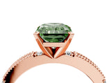 Rose gold Fancy Green Radiant  Solitaire with Pavé Band and Four-Prong Setting_322