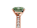 Rose gold Fancy Green Radiant  Solitaire with Pavé Band and Four-Prong Setting_323