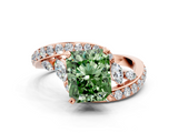 Rose gold Fancy Green Radiant  Solitaire with Pavé Twist Band and Four-Prong Setting_88