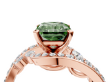 Rose gold Fancy Green Radiant  Solitaire with Pavé Twist Band and Four-Prong Setting_92