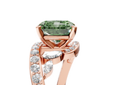 Rose gold Fancy Green Radiant  Solitaire with Pavé Twist Band and Four-Prong Setting_93