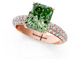 Rose gold Fancy Green Radiant  Solitaire with Pave Band and Four-Prong Setting_4