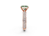 Rose gold Fancy Green Radiant  Solitaire with Pave Band and Four-Prong Setting_5