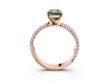 Rose gold Fancy Green Radiant  Solitaire with Pave Band and Four-Prong Setting_6