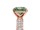 Rose gold Fancy Green Radiant  Solitaire with Pave Band and Four-Prong Setting_8