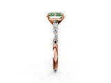 Rose gold Fancy Green Radiant  Solitaire with Side Baguettes and Channel Set Band_64
