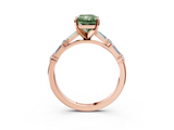 Rose gold Fancy Green Radiant  Solitaire with Side Baguettes and Channel Set Band_65